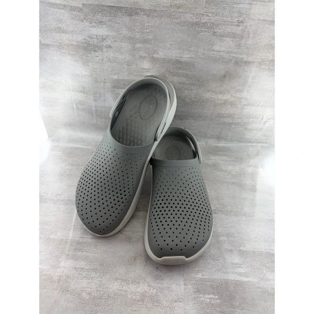 Crocs LiteRide Clog Men Sz 11 Slate Grey Almost White Comfort Shoes 204592